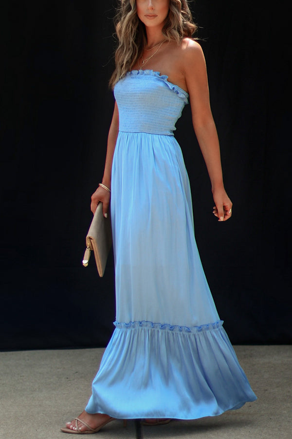 Sameera スモッキング ティアード マキシドレス