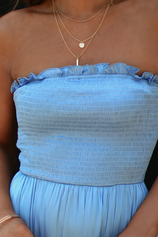 Sameera スモッキング ティアード マキシドレス