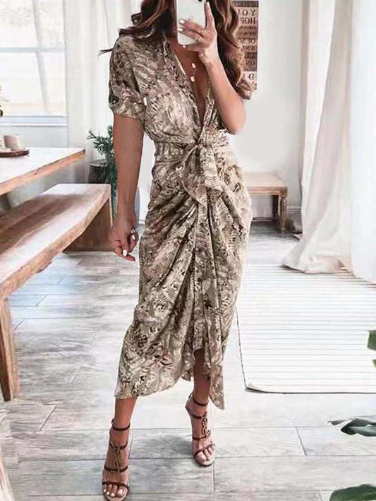 Print Button Down Style  Dress