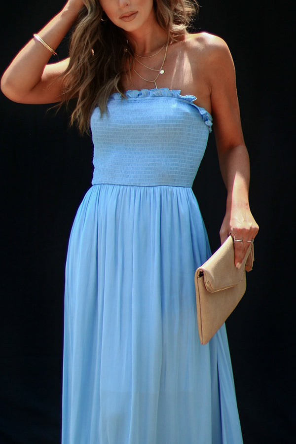 Sameera スモッキング ティアード マキシドレス