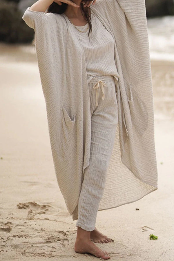 Women's Casual Holiday Daily Solid Color Three-piece Set