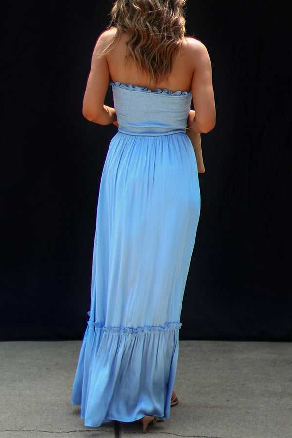 Sameera スモッキング ティアード マキシドレス